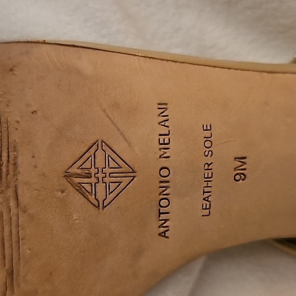ANTONIO MELANI Gwyn Leather Beige Open Toe Strappy Block Platform Heel Sandals - Picture 10 of 14